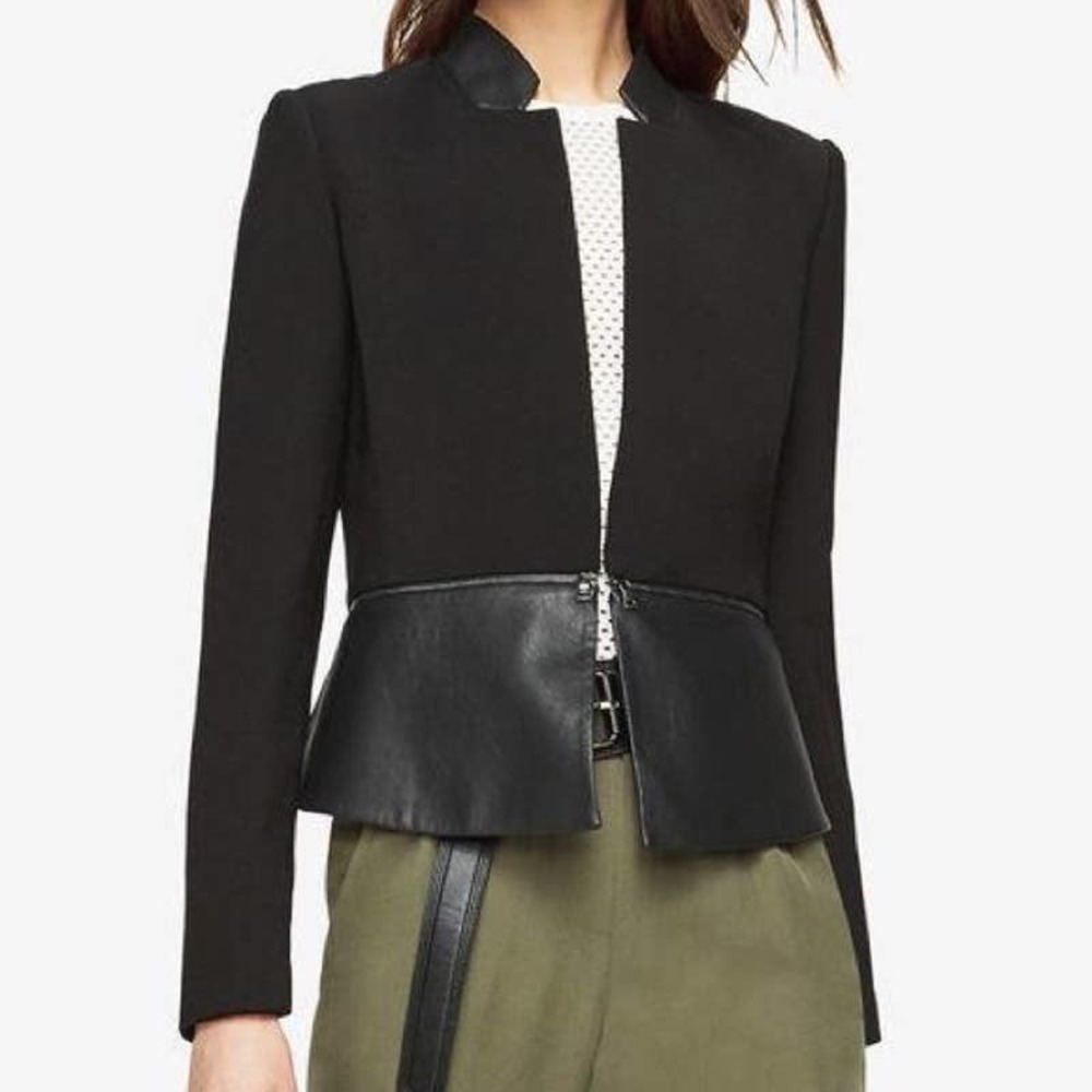 BCBG “Barrett” Faux Leather Peplum Jacket